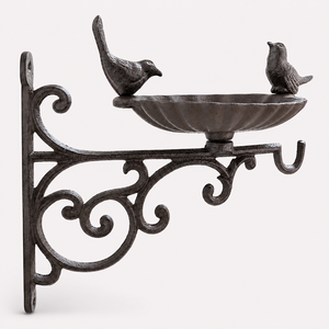 Antique Metal Vintage Plant Flower Hanger Bird Bath Feeder Basin Hanging <b>Hook</b> Wall Bracket Bird Statue Handmade <b>Garden</b> Decor - Product Image 2