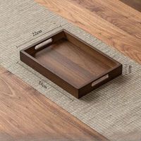 Plateau de rangement rectangulaire en bois, design minimaliste, finition vernie, utilisation sur table, un seul niveau, facile à nettoyer, jetable, multifonction