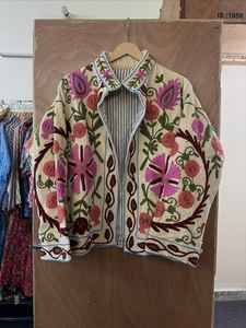 Women's Floral Embroidery Velvet <b>Jacket</b> Inside Cotton Fabric Boho <b>Hippie</b> Short <b>Jacket</b> Overcoat Wholesale Suzani <b>Jacket</b> - Product Image 4