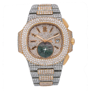 Montre de luxe antique en diamant pour hommes Sport sur mesure 41MM or rose bicolore Moissanite Stud entièrement glacé carré vente indienne - Product Image 2