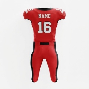 Conjunto de Uniforme de Fútbol Americano Rojo para Hombre, Manga Corta, Transpirable, Ajustado, de Malla, para Adultos, para Todas las Temporadas - Product Image 3