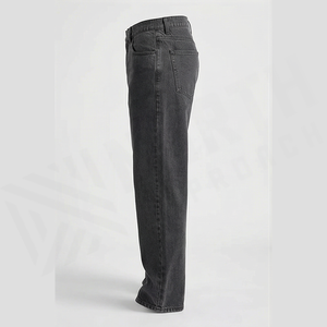 Jean en denim délavé à taille haute et coupe droite pour homme, style décontracté en coton, coupe classique, couleur unie, idéal pour l'automne - Product Image 5