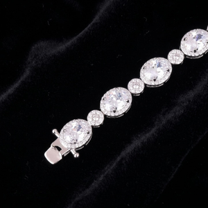Bracelet tennis classique en argent 925 plaqué rhodium avec moissanite taille ovale sertie griffe, certifié par un tiers, bijoux de mariage pour femme - Product Image 4