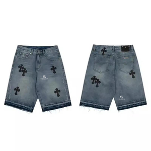 Shorts en jean déchiré pour homme, en coton délavé, longueur genou, style streetwear décontracté, avec poches, collection été 2026 - Product Image 3