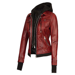 Women's Brown Genuine Leather Bomber Motorcycle Jacket Full Sleeve Breathable <b>Zipper</b> Closure Regular Length Autumn Style - Product Image 4