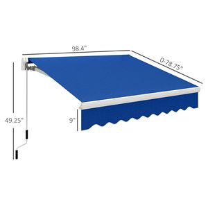 8 X 6.6 Manual Retractable Blue Patio Awning Exterior Sun <b>Shade</b> Deck <b>Window</b> Cover - Product Image 3