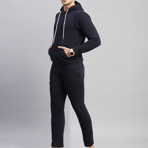 Ensemble de survêtement en molleton 100% coton avec sweat à capuche et pantalon ample, personnalisable avec logo, en tissu French Terry - Product Image 3