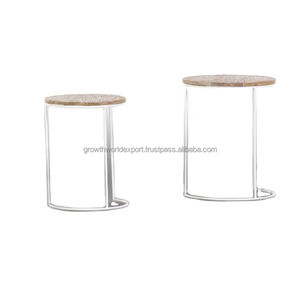 Juego de 3 Mesas Auxiliares Modernas de Madera de Mango, Mesas Decorativas para Sala de Estar, Mesas de Centro Contemporáneas para el Hogar 2026 - Product Image 1