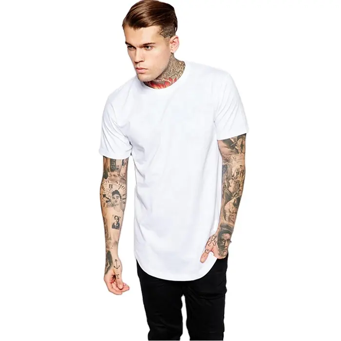 OEM卸売メンズクイックドライフィットランニングスポーツウェアカーブヘムTシャツホワイトTシャツ