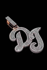 Moissanite <b>Initial</b> Letter Pendant Iced Out Luxury Alphabet <b>Necklace</b> Hip Hop Statement Jewelry for Men Women - Product Image 3