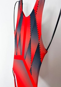 Maillot de Ballet Rojo de Satén sin Mangas para Niñas, con Paneles de Malla y Detalles de Pedrería, para Entrenamiento y Actuaciones, con Lazo - Product Image 5