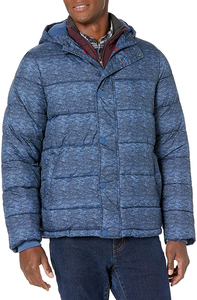 Blouson matelassé à capuche pour homme, léger, coupe-vent, résistant à l'eau, respirant, décontracté, pour l'extérieur, avec logo frontal - Product Image 6
