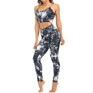 Ensembles de yoga tendance : Leggings de yoga sans couture taille haute 2 pièces pour femme avec logo personnalisé et taille élastique, impression par sublimation - Product Image 2