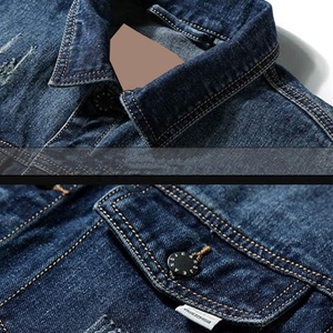 Veste en jean classique vintage imperméable pour homme, col rabattu, boutonnée, style streetwear décontracté, coupe droite, tissée, pour l'hiver - Product Image 6