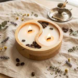 Cuenco de madera hecho a mano para velas |   Recipiente y Portavelas de Madera Natural |   Recipiente Rústico para Velas de Cera de Soja |   OEM y Venta al por Mayor - Product Image 3