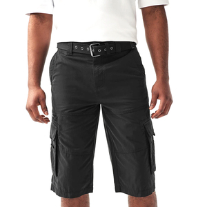 Shorts cargo en toile pour homme, avec impression de logo personnalisé, nouvelle collection, couleur noire classique, multi-poches, résistants, pour l'extérieur, à porter en été - Product Image 1