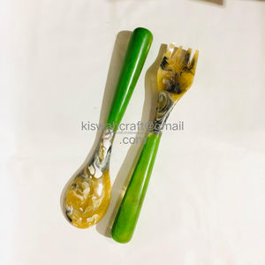 Ensemble de serveurs à salade fantaisie en résine et en corne écologiques, compatibles lave-vaisselle, outils à salade pour la maison et la cuisine - Product Image 2