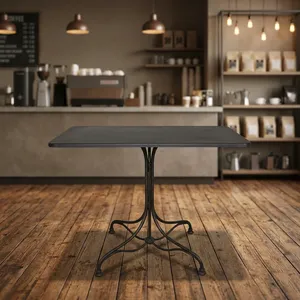 Table de bistrot carrée en métal industriel, table d'appoint moderne pour hôtel, café - Product Image 2