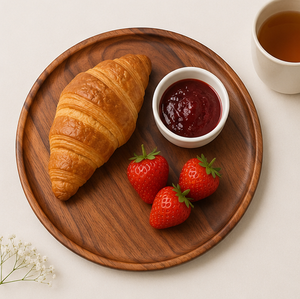 Assiette de service tendance en bois d'acacia écologique, ronde, rustique, faite à la main, pour les fêtes et les événements - Product Image 4