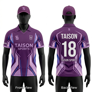 เสื้อคริกเก็ตชาย 190 GSM ผ้าโพลีเอสเตอร์ดูดซับความชื้น สีเขียวมะกอก แขนเสื้อสีทองตัดกัน โลโก้แบบรีดร้อน - Product Image 4