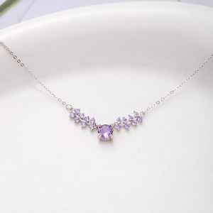 Collar con colgante de amatista púrpura para mujer, elegante joya con piedra de nacimiento de febrero, regalo de Navidad para ella - Product Image 1