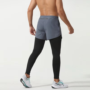 Shorts de compression mi-longs respirants pour hommes, 100 % polyester, multi-poches, écologiques, pour la gym et le jogging, taille mi-haute, séchage rapide - Product Image 1