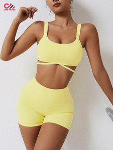 Seamless Yoga Set Fitted Workout Woman Gym Wear Short Set Top Shirt Scrunch <b>Booty</b> Gym Shorts Women's Sets 2 piece set women - Product Image 2