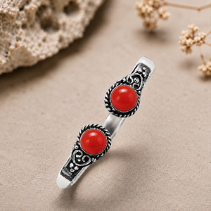 Boho Coral Classic Brass Open <b>Cuff</b> Bangle <b>Silver</b>/Gold Plated Bezel Set Unisex Gift Statement <b>Bracelet</b> Town - Product Image 4