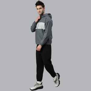 Men's Hooded Color Blocking Windproof Jacket Regular Fit Zipper Closure Spring Wear Polyester Material Casual Style - Product Image 5