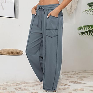 Women Relaxed Cargo Pants Wide Leg Sweatpants High Waist <b>Drawstring</b> Casual Streetwear Joggers - Product Image 2