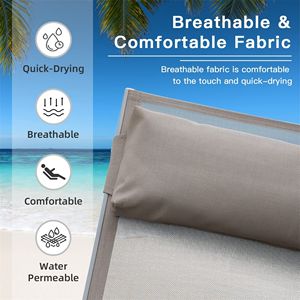 Set di 2 Sedie Reclinabili da Esterno con Schienale Regolabile e Cuscino Rimovibile, Lettini da Spiaggia per Interni/Esterni - Product Image 2