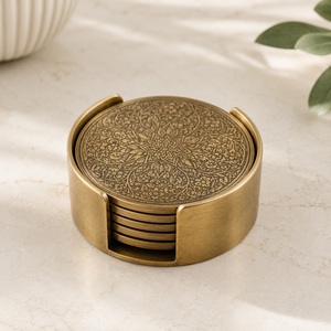 Heritage Lotus Brass <b>Coaster</b> Handcrafted Engraved Solid Brass Heat Resistant <b>Drink</b> <b>Coaster</b> Elegant Table Protection - Product Image 4