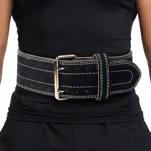 Leather <b>Weight</b> <b>Lifting</b> Belt Adjustable Waist Support Buckle Closure Unisex Strength Training Fitness <b>Equipment</b> - Product Image 2