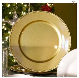 Assiette de Présentation Ronde en Métal Écologique Dorée Style Américain Glamour pour Mariages et Fêtes - Product Image 1