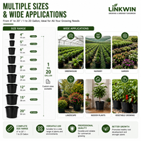 Pots de semis en plastique noir pour plantes d'extérieur, pépinière, pots de fleurs de jardin, pots d'intérieur pour succulentes