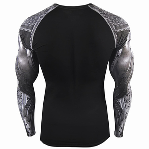 Wholesale Top Selling Rash Guard Custom Design Stylish <b>Men's</b> <b>Compression</b> Long Sleeve Spandex Polyester Breathable Rash Guard - Product Image 3