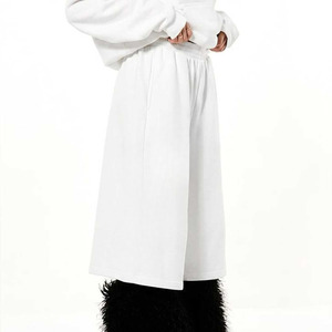 Trendy Solid Color Comfortable White Women's Loose Plus Size <b>High</b> Waist Harem Pants Eco-Friendly Sweat Below the <b>Knee</b> Pants - Product Image 4