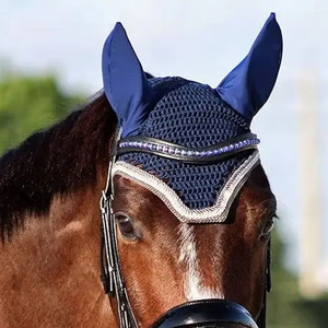 Luxury Handmade Horse <b>Fly</b> Veil Custom Design Ear Bonnet Premium Breathable Equestrian Riding Gear OEM ODM Manufacturer - Product Image 2