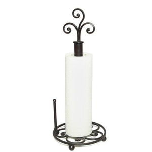 Vintage Iron Paper Towel Holder for Kitchen Countertop <b>Weighted</b> Base <b>Standing</b> Roll Paper Rack Antique Brown Farmhouse Decor - Product Image 3