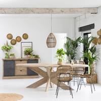 Vandana Stellar Prime Sideboard aus gebürstetem Mangoholz und dunkelgrauem Metall