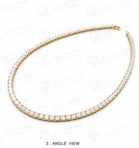 Collar de tenis de diamantes de laboratorio redondos premium, hecho a mano con engaste de cuatro puntas, simétrico y flexible, para ocasiones nupciales, joyería fina de lujo. - Product Image 4