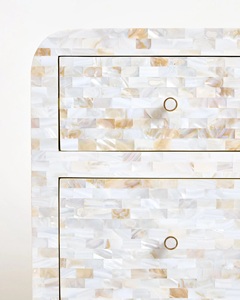 Modern Mother Of Pearl Inlay <b>Chest</b> Of Drawers 4 Drawers <b>Storage</b> Cabinet Living Room Furniture Midcentury Design - Product Image 6