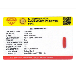 High Quality 8.25 Ct Synthetic Red Coral Oval Cabochon Loose Gemstone for Jewelry - Product Image 4