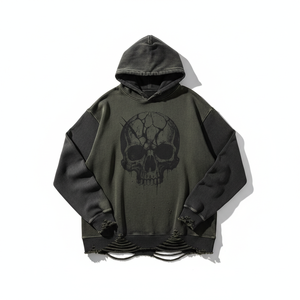 Sudadera con Capucha Extra Grande para Hombre, Estampado de Calavera, Estilo Gótico, Algodón French Terry, Sudadera para Otoño - Product Image 1