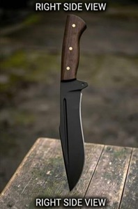 Couteau de chasse artisanal en acier inoxydable à lame pleine, manche en bois, lame à pointe tombante, étui en cuir noir, outil de survie en plein air - Product Image 3