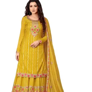 Latest Punjabi Suits Sharara with Custom Size for Women Designer Sharara for Girls Pakistani Clothes Low Price 2023 For Women