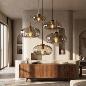 Lampe suspendue pour la décoration de la maison, luminaires en métal, lustre moderne, lampe suspendue en verre et métal pour restaurant - Product Image 3