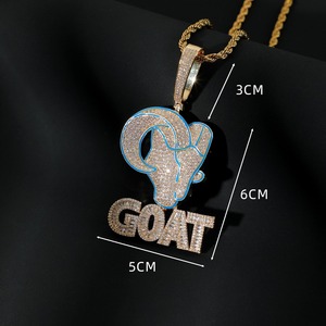 Pendentif Goff en Moissanite Plaqué Or avec Tête de Taureau, Bijou Hip Hop pour Homme, Pendentif Lettre Iced Out pour Usage Quotidien - Product Image 6