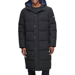 Veste parka à capuche extra longue en tissu, manteau d'hiver chaud et isolé, vêtement d'extérieur décontracté pour temps froid, veste à capuche épaisse et superposée - Product Image 1