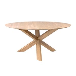 Table à manger ronde en bois, design scandinave moderne, base en bois massif, meuble stable pour la salle à manger - Product Image 1